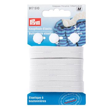 Prym Knoopsgaten elastiek met knopen, wit 12mm