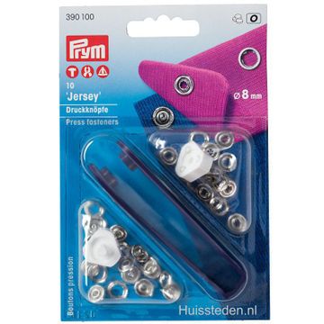 Prym Jersey drukknopen, zilver Ø8mm