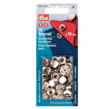 Prym drukknopen navulverpakking, zilver Ø15mm