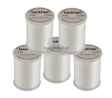 Brother spoeldraad wit, voordeeldoos 5 stuks