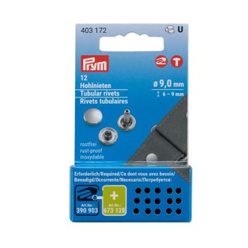 Prym Holle nieten - zilver Ø9mm 6/9mm, For Creative Tool