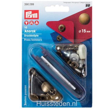 Prym drukknopen, oudmessing Ø15mm