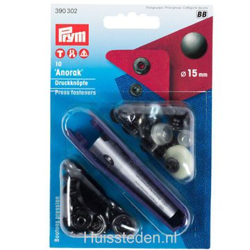Prym drukknopen, zwart gebronsd  Ø15mm