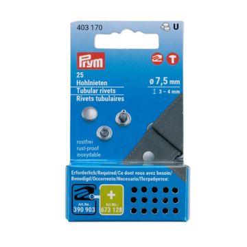 Prym Holle nieten - zilver Ø7.5mm 3/4mm, For Creative Tool