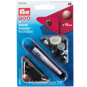 Prym drukknopen, oudkoper Ø15mm