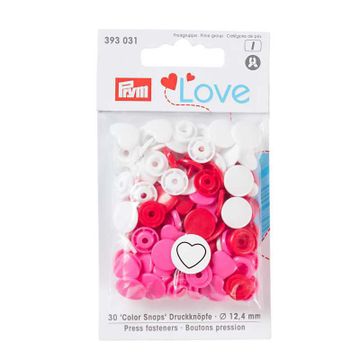 Prym Love Hart Color snaps 12.4mm, rood/wit/roze