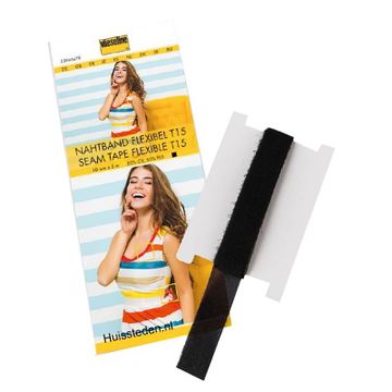 Naadband T15 elastisch opstrijkbaar, zwart